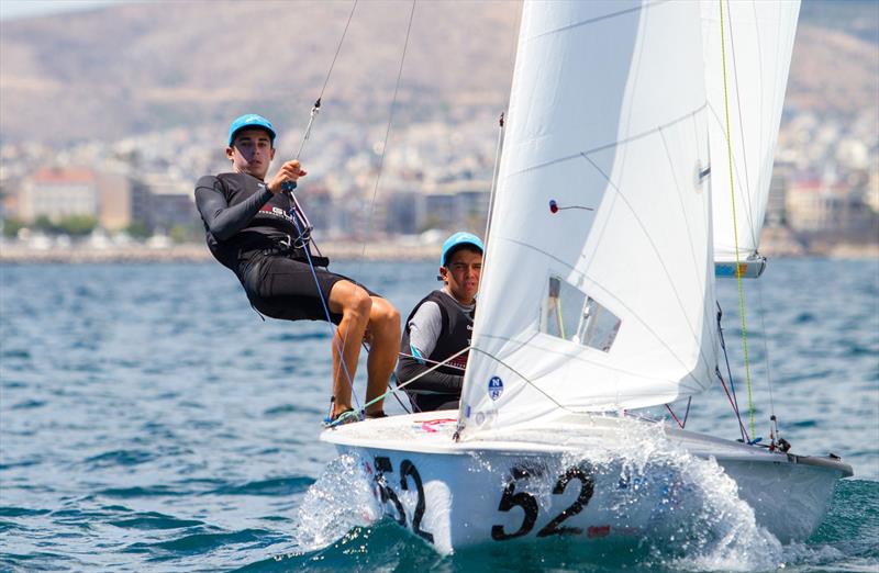 Tal SHARITI SADE and Noam HOMRI (ISR) on day 4 of the 420 Open European Championships in Athens photo copyright Nikos Alevromytis / AleN taken at Nautical Club of Tzitzifies Kallithea and featuring the 420 class