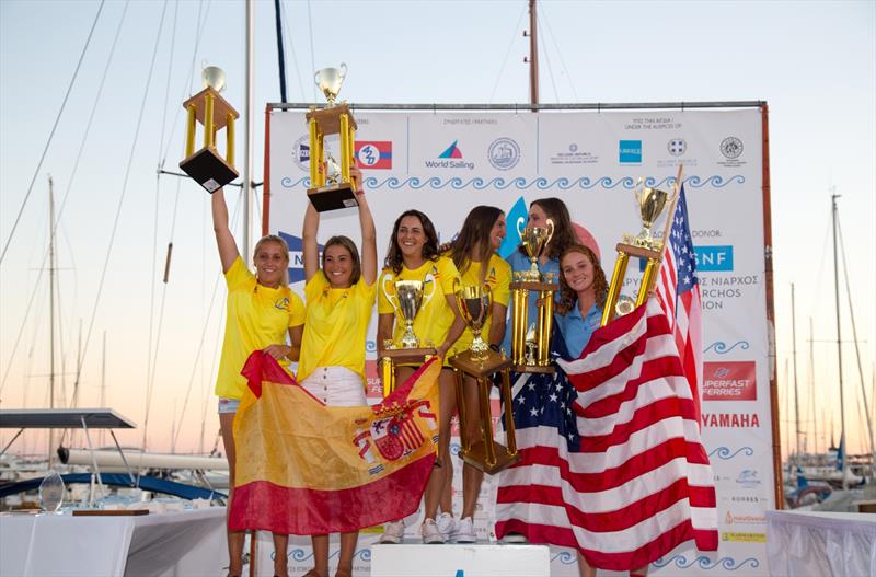 420 Ladies Open European Top 3 at the 420 Open European Championships in Athens photo copyright Nikos Alevromytis / AleN taken at Nautical Club of Tzitzifies Kallithea and featuring the 420 class