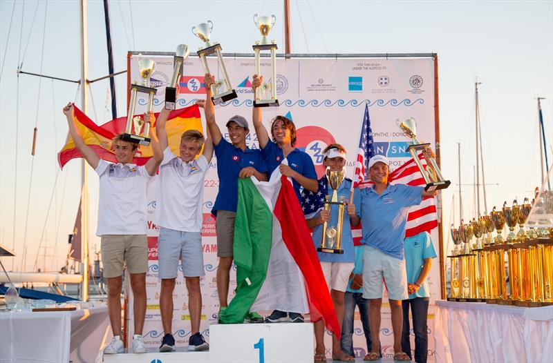 420 U17 Men Open European Top 3 at the 420 Open European Championships in Athens photo copyright Nikos Alevromytis / AleN taken at Nautical Club of Tzitzifies Kallithea and featuring the 420 class