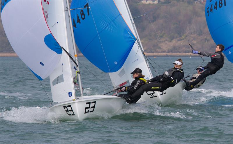 Eleanor Keers and Faye Chatterton finish 2nd in the 420 Spring Championship at the WPNSA photo copyright Richard Sturt taken at Weymouth & Portland Sailing Academy and featuring the 420 class