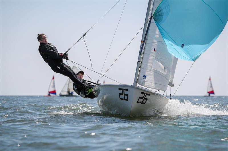 2021 KSSA Opening Splash Regatta at Downs SC: Textbook technique from Mumford / Herrington in their 420 photo copyright Jon Bentman taken at Downs Sailing Club and featuring the 420 class