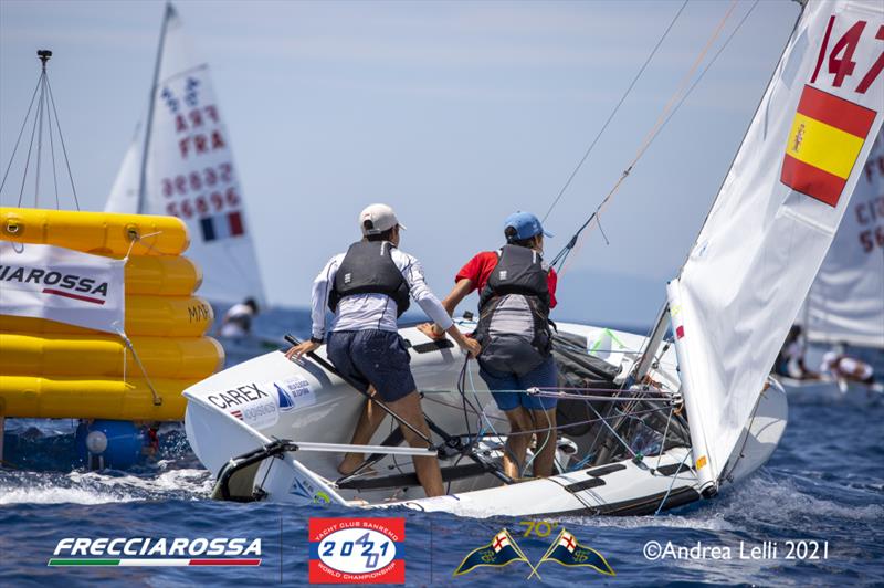 One race on day 3 of the 420 Worlds at San Remo photo copyright Andrea Lelli taken at Yacht Club Sanremo and featuring the 420 class
