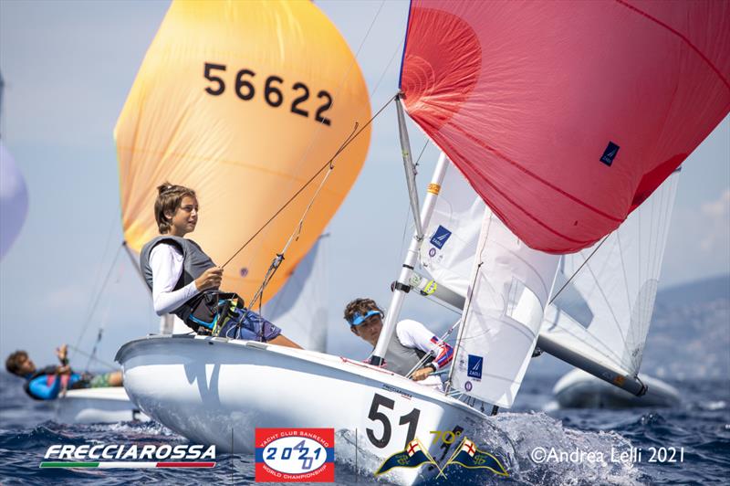 Racing on day 4 of the 420 Worlds at San Remo photo copyright Andrea Lelli taken at Yacht Club Sanremo and featuring the 420 class