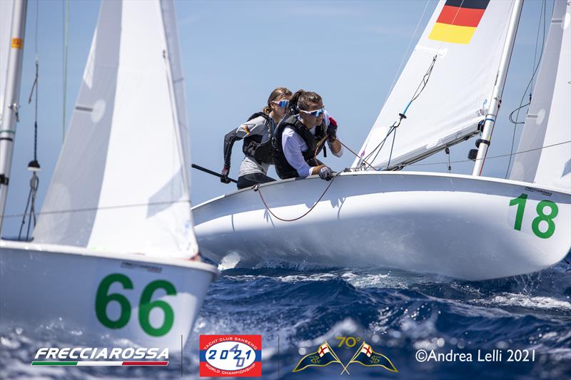 Superb sailing conditions on day 5 of the 420 Worlds at San Remo photo copyright Andrea Lelli taken at Yacht Club Sanremo and featuring the 420 class