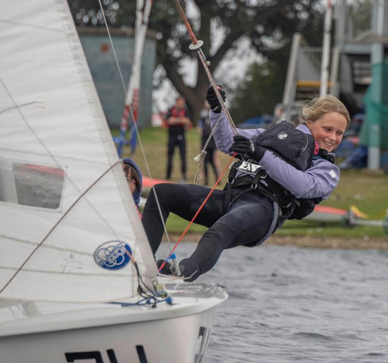 Sammy Mason enjoying sailing on bank at holiday Monday Notts County Sailing Club  photo copyright David Eberlin taken at Notts County Sailing Club and featuring the 420 class