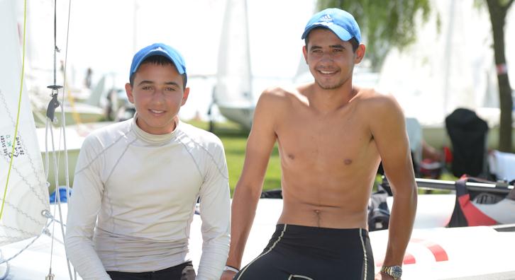 Alex and George Kavas (GRE) lead the Open 420 worlds at Lake Neusiedl, Austria into the final day photo copyright Paul Szimak / www.derpaul.at taken at  and featuring the 420 class