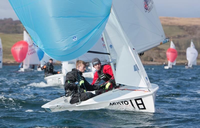 Rhys Lewis and Drew Wright in action photo copyright Marc Turner / RYA taken at Royal Yachting Association and featuring the 420 class