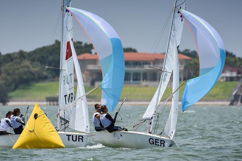 Womens 420 - Day 2 - World Youth Sailing Championships, Corpus Christi, Texas photo copyright James Tomlinson / World Sailing taken at  and featuring the 420 class