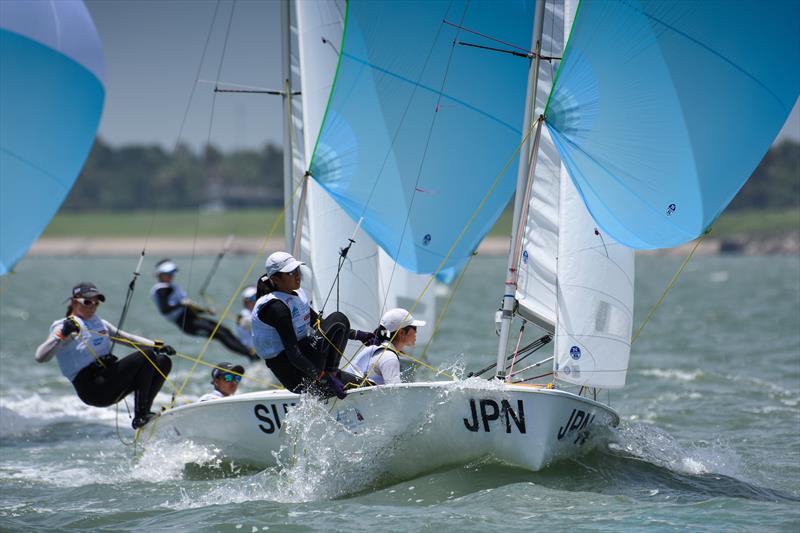 Womens 420, Day 3 of the Youth Sailing World Championships in Corpus Christi, Texas photo copyright James Tomlinson / / World Sailing taken at  and featuring the 420 class