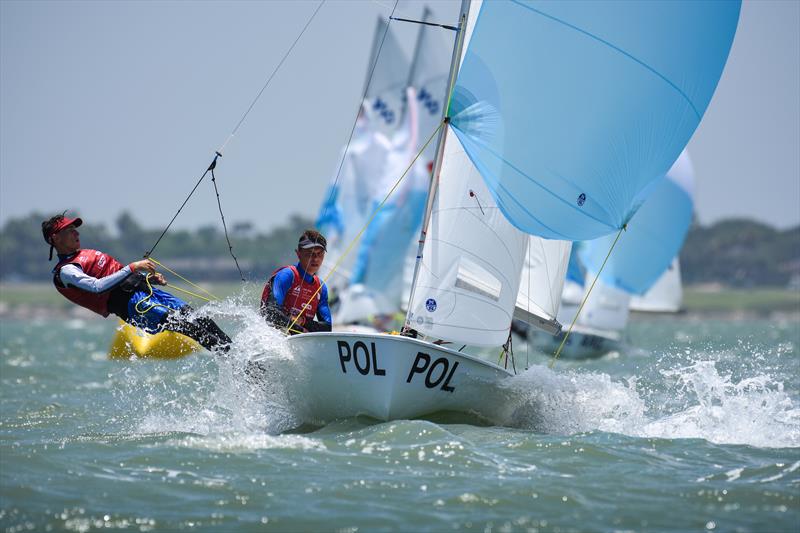 Mens 420 - Day 3 of the Youth Sailing World Championships in Corpus Christi, Texas photo copyright James Tomlinson / / World Sailing taken at  and featuring the 420 class