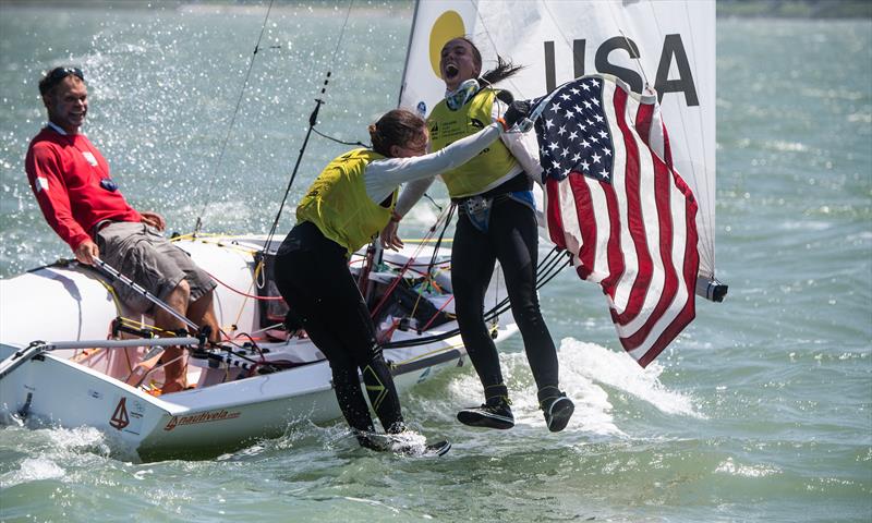2018 420 Womens winners; Will US Sailing back its winning youth sailors for 2024 and beyond with the current Youth and Olympic progression? photo copyright Jen Edney / World Sailing taken at  and featuring the 420 class