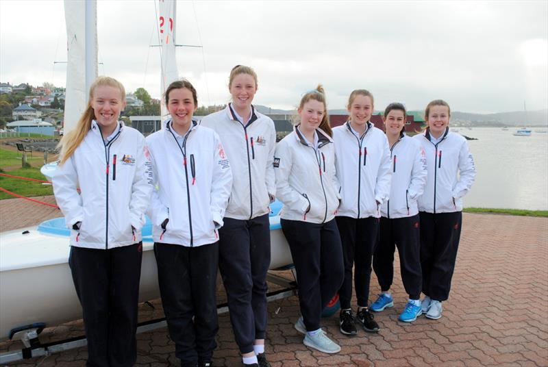 Fahan all-girls team (left to right): Meg Goodfellow, Anabelle Zeeman, Chloe Abel, Abbey Calvert, Laura Cooper, Amy Potter and Emily Nicholson. - photo © Peter Campbell