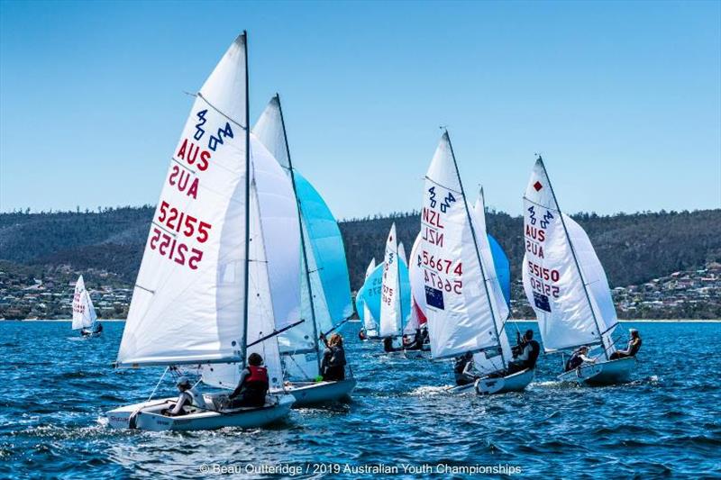 420s fleet - Day 1, 2019 Australian Sailing Youth Championships photo copyright Beau Outteridge / 2019 Australian Youth Championships taken at Royal Yacht Club of Tasmania and featuring the 420 class