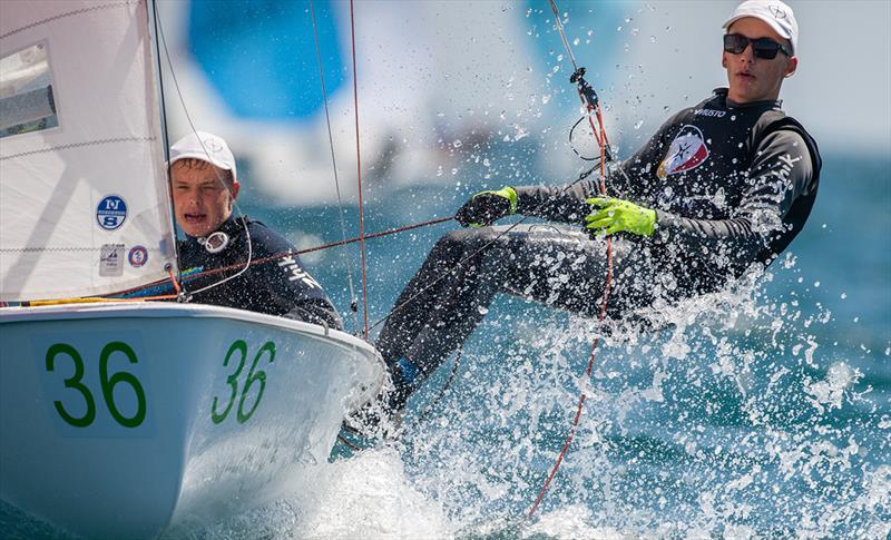 Florian KRAUSS/Jannis SUEMMCHEN (GER) sit in 3rd in U17 fleet - 2019 420 World Championship photo copyright Osga - João Ferreir taken at Vilamoura Sailing and featuring the 420 class