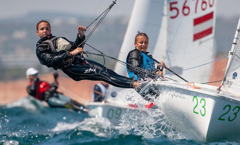 Louise Madranger/Flavie Arnaud (FRA) racing in U17  - 2019 420 World Championship photo copyright Osga - João Ferreir taken at Vilamoura Sailing and featuring the 420 class