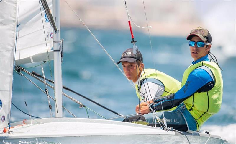 Odysseas Spanakis/Konstaninos Michalopoulos (GRE 56478) win the U17 Worlds - 2019 420 World Championship photo copyright Osga - João Ferreir taken at Vilamoura Sailing and featuring the 420 class