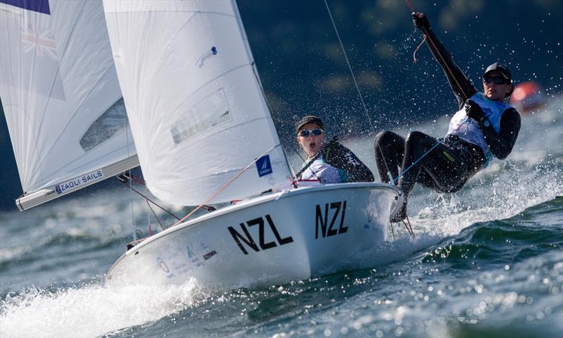 Seb Menzies and Blake McGlashan (NZL) - Day 3 2019 Hempel Youth Sailing World Championships, Gdynia, Poland  - photo © Szymon Sikora / World Sailing