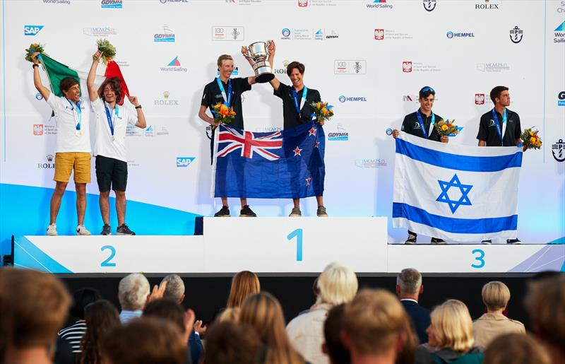 Seb Menzies and Blake McGlashan (NZL) - Day 5 - 420 - 2019 Hempel Youth Sailing World Championships, Gdynia, Poland - photo © Jacek Kwiatkowski / World Sailing