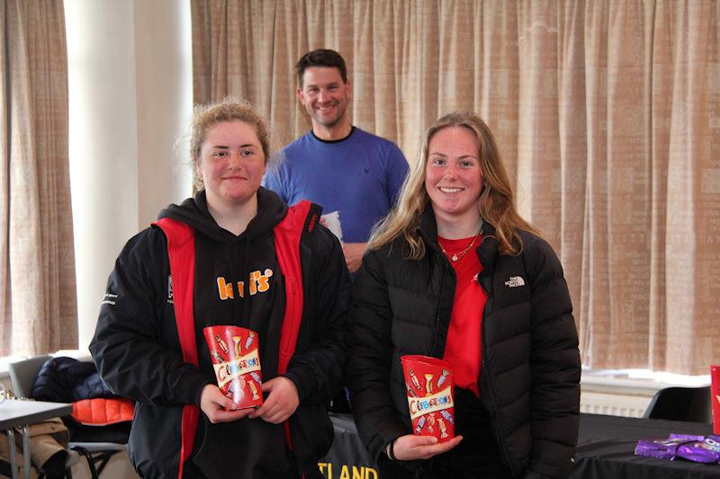 Megan Farrer & Ellie Rush are the 1st female team in the 420 Summer Teams Selector 1 at Rutland photo copyright Jon Cawthorne taken at Rutland Sailing Club and featuring the 420 class