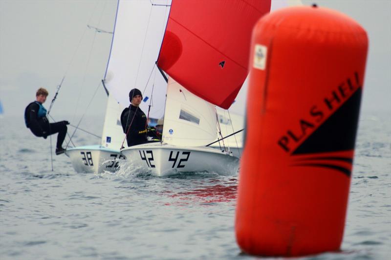 420 class racing at the RYA Youth Nationals photo copyright Jon Cawthorne taken at Plas Heli Welsh National Sailing Academy and featuring the 420 class