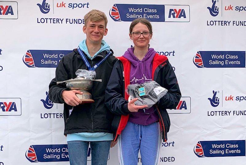 Alice Davis & Oliver Rayner win the 420 class at the 2022 RYA Youth Nationals photo copyright Sarah Rayner taken at Plas Heli Welsh National Sailing Academy and featuring the 420 class