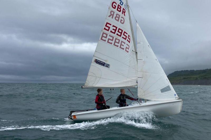 Strong wind youth training at Lyme Regis photo copyright Jim T taken at Lyme Regis Sailing Club and featuring the 420 class