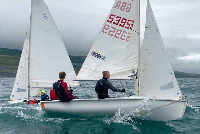 Strong wind youth training at Lyme Regis photo copyright Jim T taken at Lyme Regis Sailing Club and featuring the 420 class