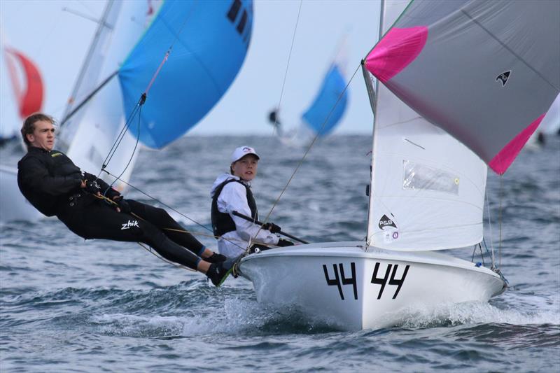 Imogen Wade and Teddy Dunn during the 420 Autumn Championships at Torbay photo copyright Jon Cawthorne taken at Royal Torbay Yacht Club and featuring the 420 class