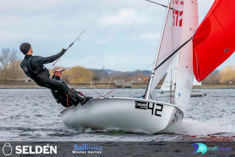 Alice Davis and Oliver Rayner win the Oxford Blue - Seldén SailJuice Winter Series 2022-23 finale photo copyright Tim Olin / www.olinphoto.co.uk taken at Oxford Sailing Club and featuring the 420 class