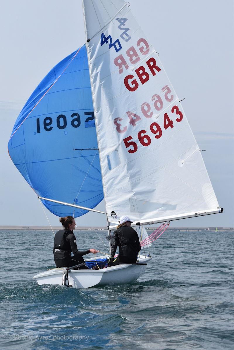 Imogen Wade and Teddy Dunn during the 2023 RYA Youth National Championships at the WPNSA photo copyright Sophie Ayres photography taken at Weymouth & Portland Sailing Academy and featuring the 420 class