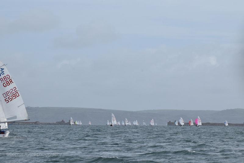 Sailing through harbour entrance during the 2023 RYA Youth National Championships at the WPNSA photo copyright Sophie Ayres photography taken at Weymouth & Portland Sailing Academy and featuring the 420 class