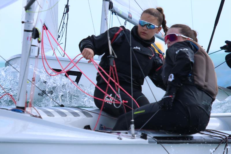 Ellie & Bea during the 2024 RYA Youth National Championships photo copyright Jon Cawthorne taken at Weymouth & Portland Sailing Academy and featuring the 420 class
