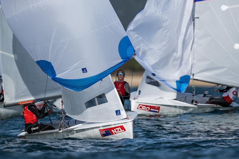 Tessa Clinton and Amelia Higson (NZL) - Day 4 - Girls 420 - Youth Sailing Championships - December 18 2025 - Vilamoura photo copyright Nuno Fortinho Mendes taken at Vilamoura Sailing and featuring the 420 class