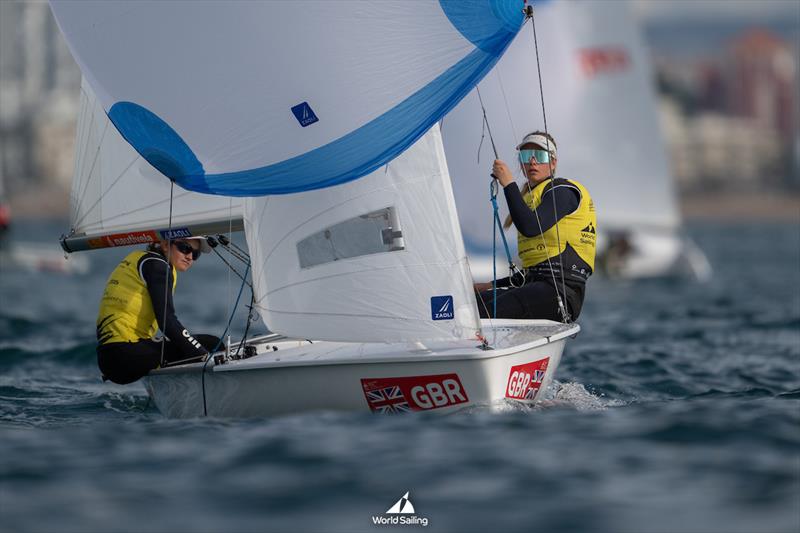 Sabine Potter and Merle Nieuwland win the 420 class at the Youth Sailing Worlds 2025 photo copyright Prow Media / World Sailing taken at Vilamoura Sailing and featuring the 420 class