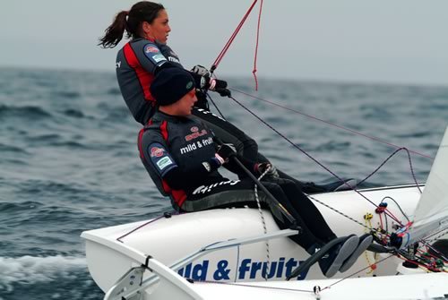 Mild & Fruity sponsor Olympic hopefuls Christina Bassadone & Katharine Hopson photo copyright Nick Kirk / N-D-K Watersports Photography taken at  and featuring the 470 class