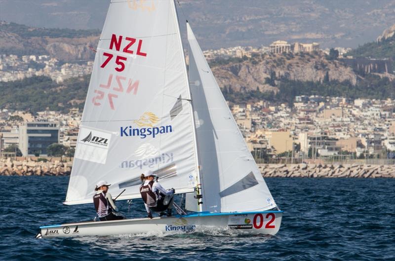 Jo Aleh and Polly Powrie (NZL) on day 1 of the 470 European Championships in Athens - photo © AleN Photography / www.alen.gr