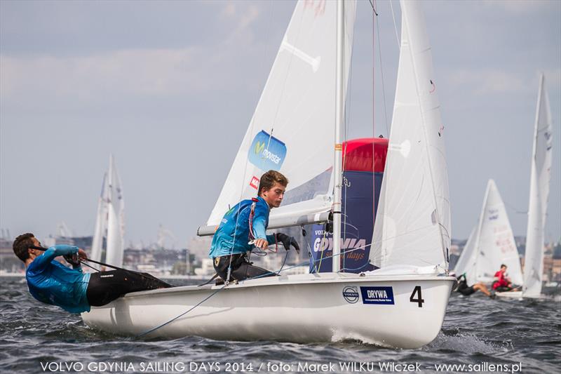 Jordi Xammar & Joan Herp (ESP-44) on day 1 of the 420 & 470 Junior European Chamionships - photo © Marek Wilku / www.saillens.pl