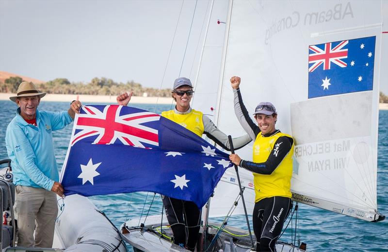 Mat Belcher & Will Ryan win the Men's 470 class at the ISAF Sailing World Cup Final in Abu Dhabi - photo © Jesus Renedo / Sailing Energy / ISAF