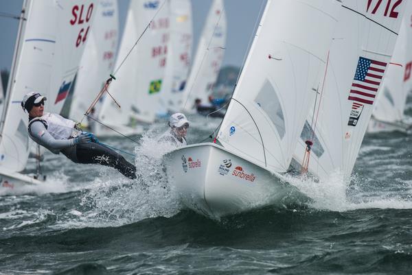 US 470 Annie Haeger & Briana Provancha on day 3 of ISAF Sailing World Cup Miami photo copyright Jen Edney / US Sailing Team Sperry taken at Coconut Grove Sailing Club and featuring the 470 class