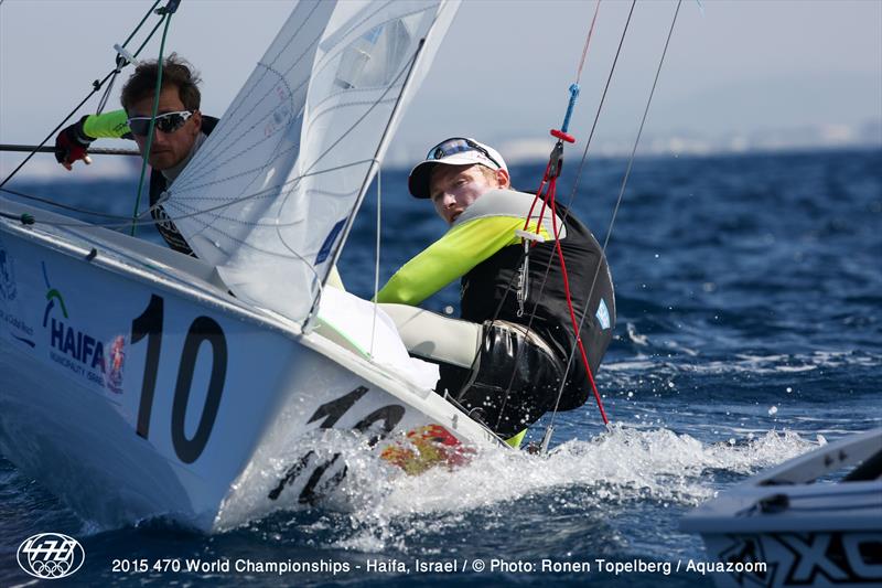 Ferdinand Gerz/Oliver Szymanski (GER10) on day 4 of the 470 Worlds in Haifa photo copyright Aquazoom / Ronan Topelberg taken at Haifa Sailing Center and featuring the 470 class