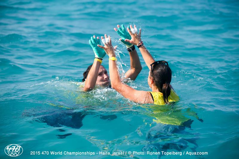 Gold for Lara Vadlau/Jolanta Ogar (AUT431) at the 470 Worlds in Haifa - photo © Aquazoom / Ronan Topelberg