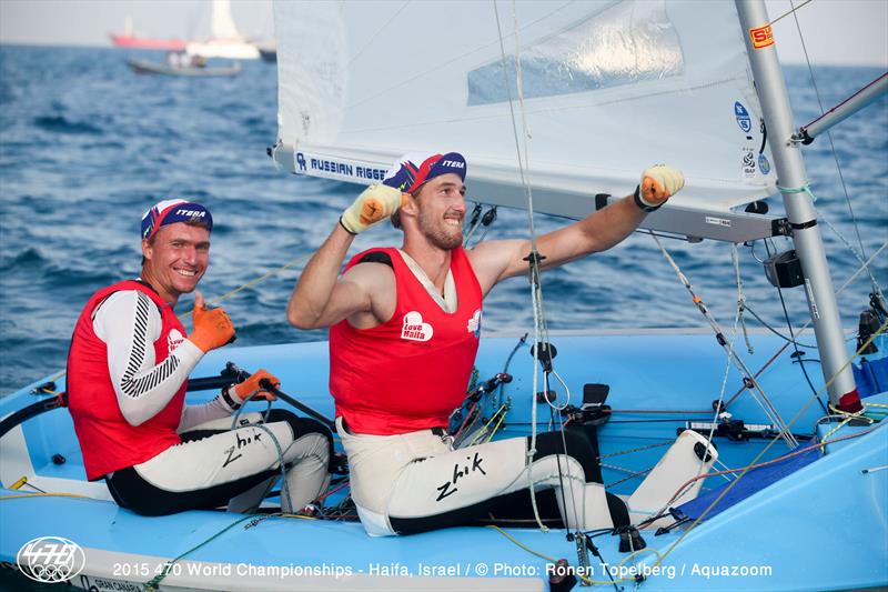 Bronze for Pavel Sozykin/Denis Gribanov (RUS5) at the 470 Worlds in Haifa - photo © Aquazoom / Ronan Topelberg