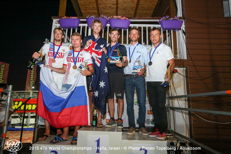 Men's fleet medallists at the 470 Worlds in Haifa photo copyright Aquazoom / Ronan Topelberg taken at Haifa Sailing Center and featuring the 470 class