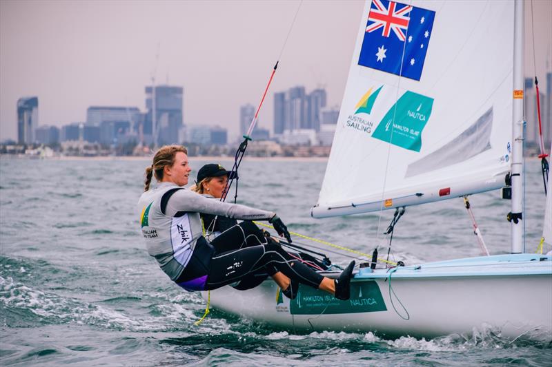 Carrie Smith (WA) & Jaime Ryan photo copyright Ben Hartnett taken at Sandringham Yacht Club and featuring the 470 class