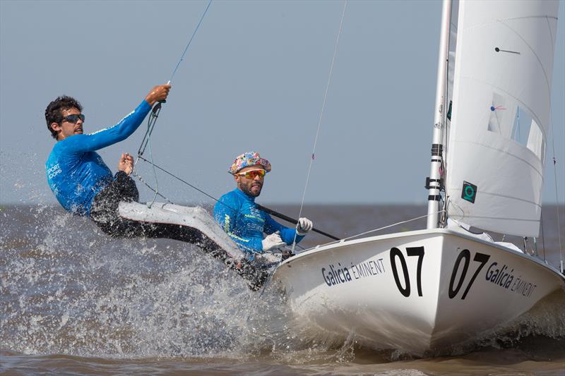 Onan Barreiros/Juan Curbelo (ESP9) on day 3 of the 470 Worlds in Argentina photo copyright Matiaz Capizzano taken at Club Náutico San Isidro and featuring the 470 class