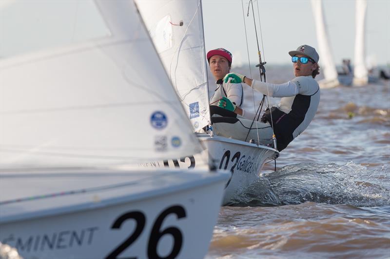 Lara Vadlau/Jolanta Ogar (AUT) on day 3 of the 470 Worlds in Argentina photo copyright Matiaz Capizzano taken at Club Náutico San Isidro and featuring the 470 class