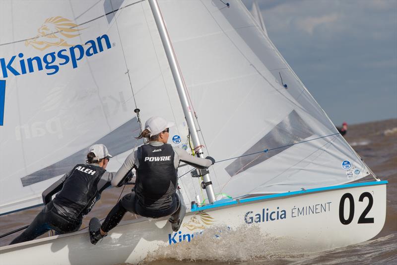 Jo Aleh/Polly Powrie (NZL75) on day 5 of the 470 Worlds in Argentina photo copyright Matiaz Capizzano taken at Club Náutico San Isidro and featuring the 470 class