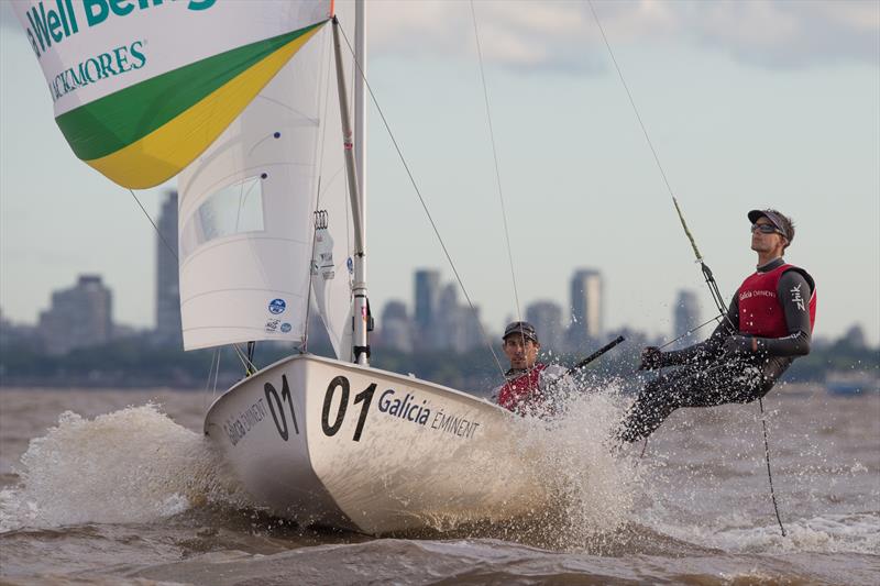 Mathew Belcher/Will Ryan (AUS11) on day 5 of the 470 Worlds in Argentina photo copyright Matiaz Capizzano taken at Club Náutico San Isidro and featuring the 470 class