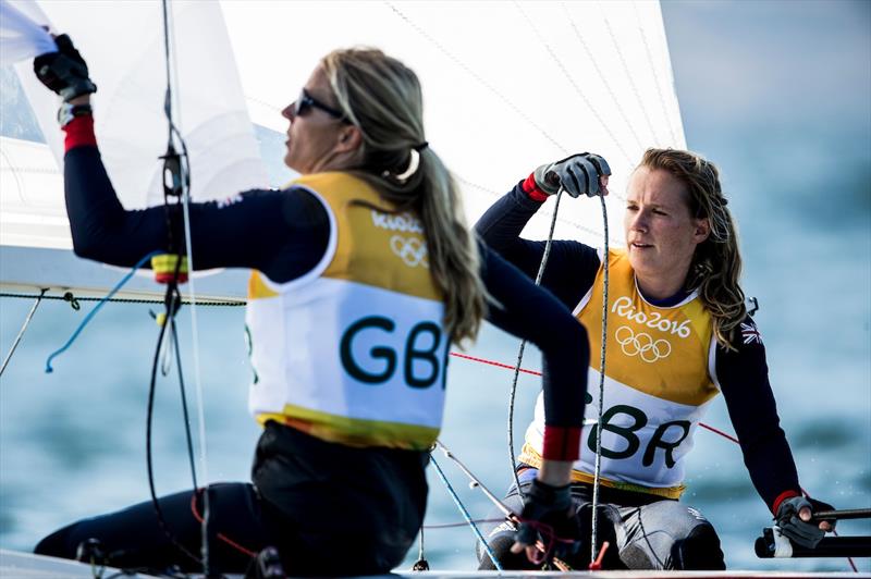 Hannah Mills & Saskia Clark (GBR) lead the Women's 470 class after day 7 at the Rio 2016 Olympic Sailing Competition photo copyright Sailing Energy / World Sailing taken at  and featuring the 470 class