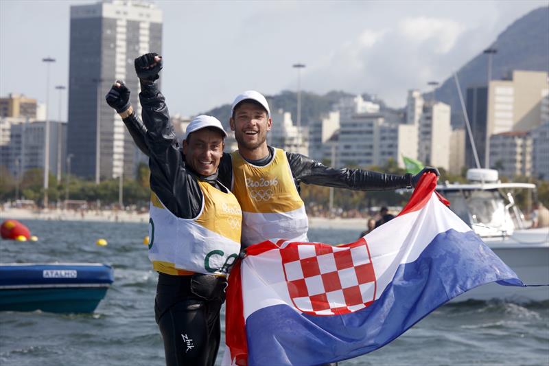 Gold for Sime Fantela & Igor Marenic (CRO) in the Men's 470 at the Rio 2016 Olympic Sailing Competition photo copyright Sailing Energy / World Sailing taken at  and featuring the 470 class